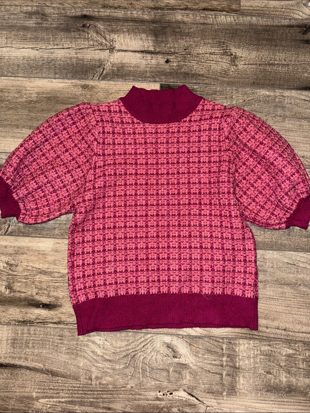 THML Magenta Ribbed Mock Neck Sweater
